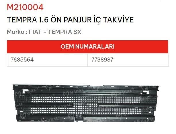 ÖN PANJUR İÇ TAKVİYE TEMPRA SX