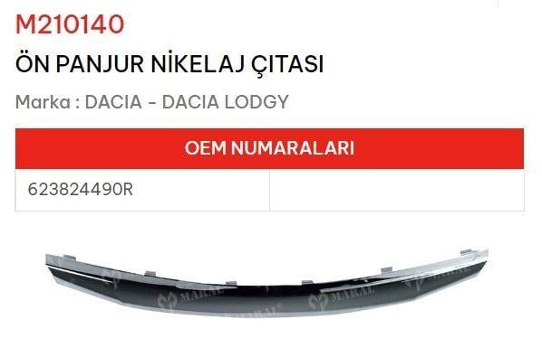 ÖN PANJUR NİKELAJ ÇITASI DACIA LODGY