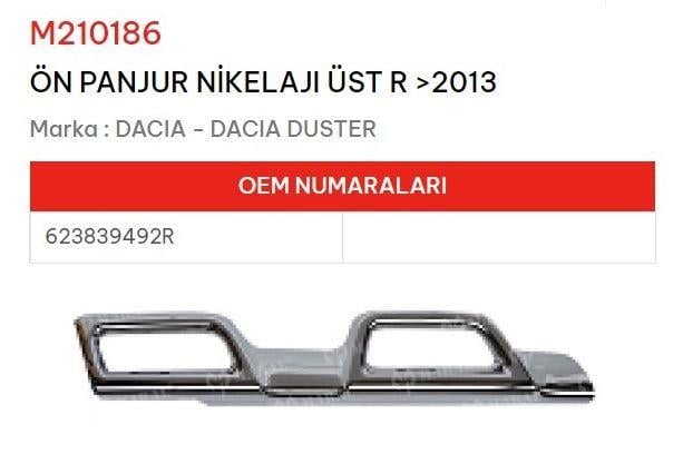 ÖN PANJUR NİKELAJI ÜST SAĞ >2013 DACIA DUSTER