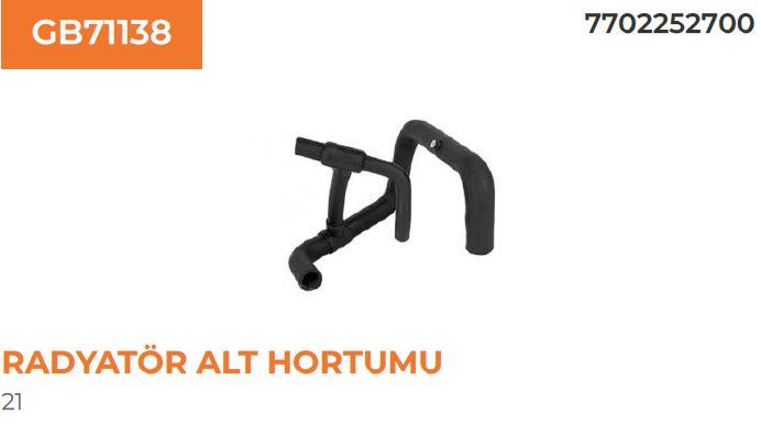 RADYATÖR ALT HORTUMU RENAULT R 21 MENAGER 77022527
