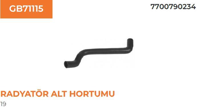 RADYATÖR ALT HORTUMU RENAULT RN19-D 1,4 7700790234