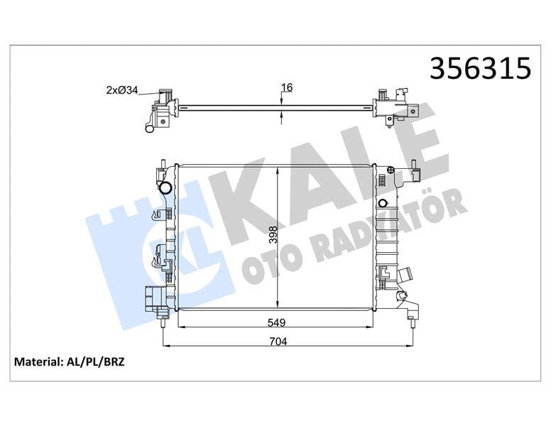 RADYATÖR CHEVROLET AVEO 1.2 1.4 11=> (MT) [16MM] A L/BRZ