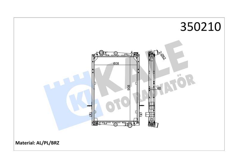 RADYATOR DAF DAF 85CF FA/FAC/FAD/FAG/FAR/FAS/FAT/F T/FTG/FTT 98=> (MT) (ÇERÇEVELİ) AL/BRZ 908×608×48