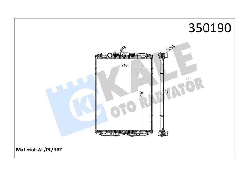 RADYATOR DAF DAF 95FA/FAD/FAK/FAR/FAT/FT/FTR/FTT 8 7=> (MT) (ÇERÇEVESİZ) AL/BRZ 970×748×48