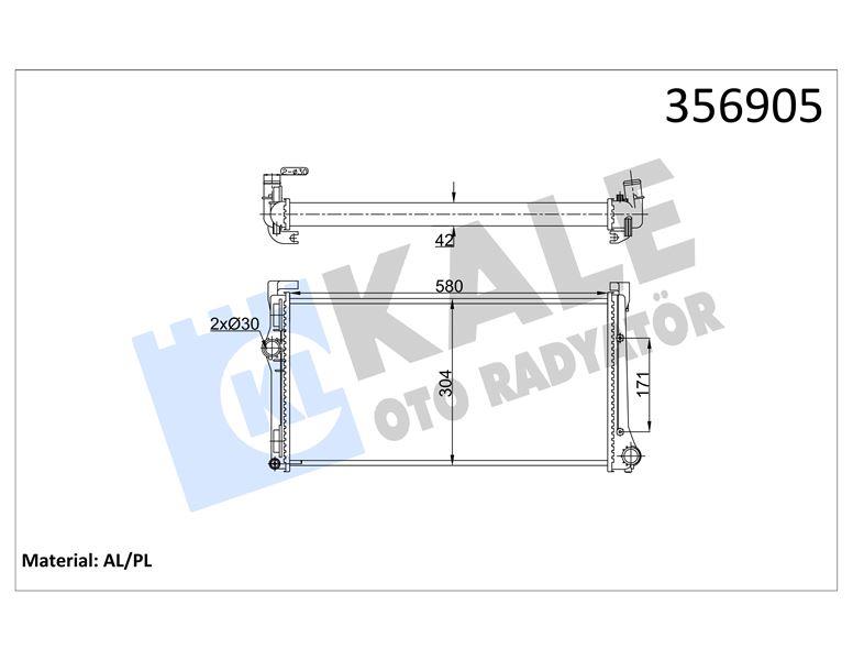 RADYATÖR FIAT IDEA 04=> PUNTO 03=> - LANCIA YPSILO N 06=> 1.3DMTJ (MT) [42MM] AL/MKNK