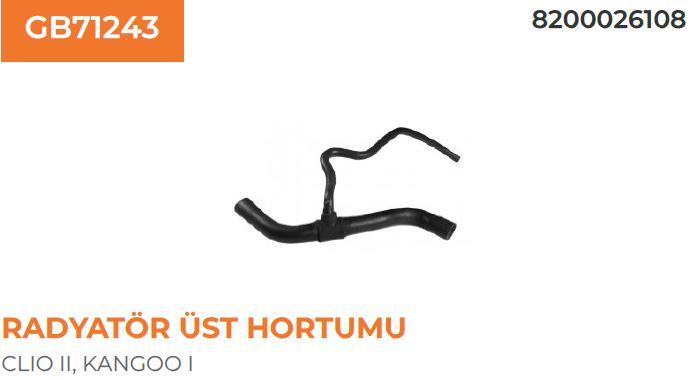 RADYATÖR HORTUMU ÜST CLIO II KANGOO II 1.2 16V 03>07