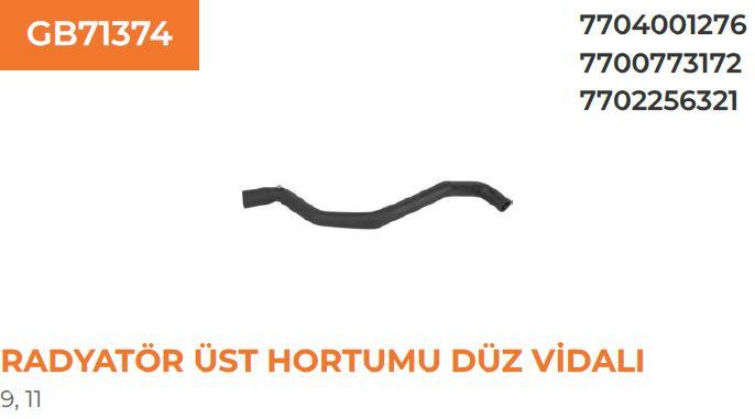 RADYATÖR HORTUMU ÜST DÜZ VIDAL R9