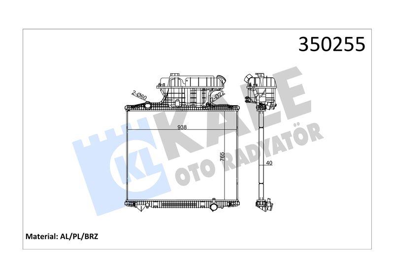 RADYATOR MAN MAN TGA 00=> TGS TGX 07=> (MT) (ÇERÇE VESİZ) <ALÇAK KABİN> AL/BRZ 765×938×40