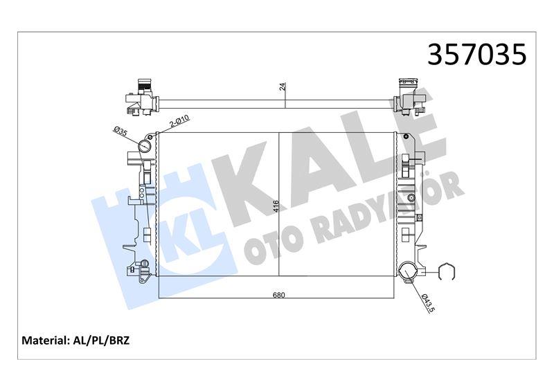 RADYATÖR MERCEDES BENZ SPRINTER 3-T, 3.5-T, 4-T, 4 .6-T, 5-T VOLKSWAGEN CRAFTER 2.0/2.5TDI 06=> (MT) (AC/NAC) [24MM] AL/MKNK