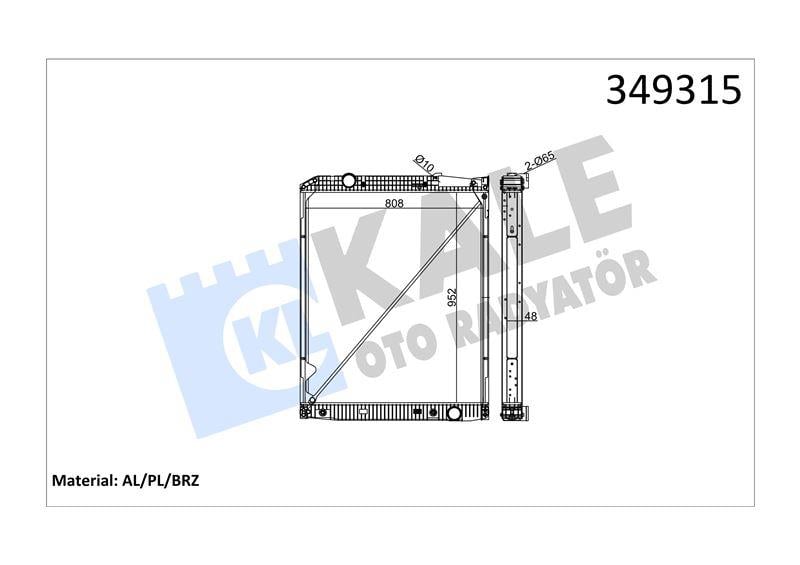 RADYATOR MERCEDES TRUCKS MERCEDES BENZ ACTROS 96<0 2 ACTROS MP2/MP3 03=> ZETROS 08=> (AT) (ÇERÇEVELİ) AL/BRZ 952×808×48