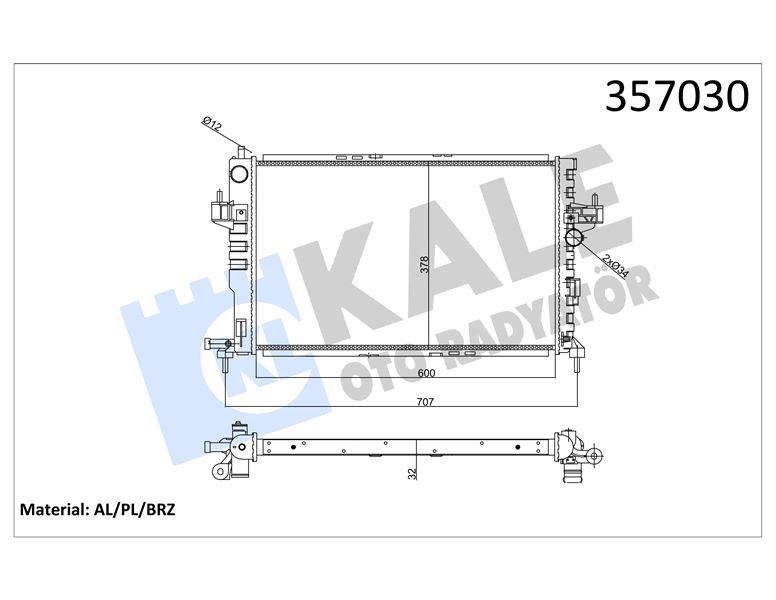 RADYATÖR OPEL CORSA C COMBO 1.7DI/DTI 00=> (MT) (A C/NAC) [32MM] AL/MKNK