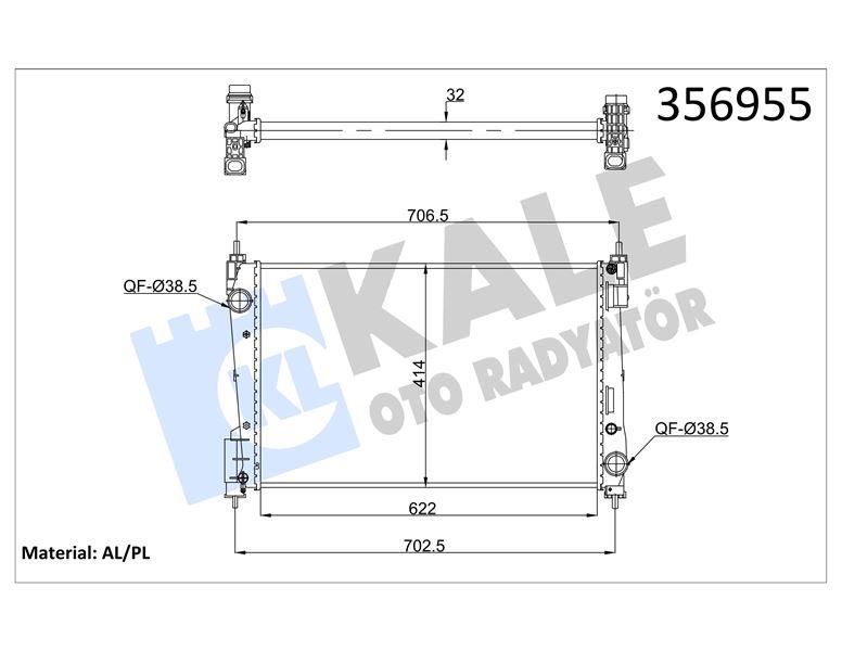 RADYATÖR OPEL CORSA D 1.3CDTI 06=> - FIAT PUNTO GR ANDE PUNTO 1.3DMTJ 05=> (MT) [32MM] AL/MKNK