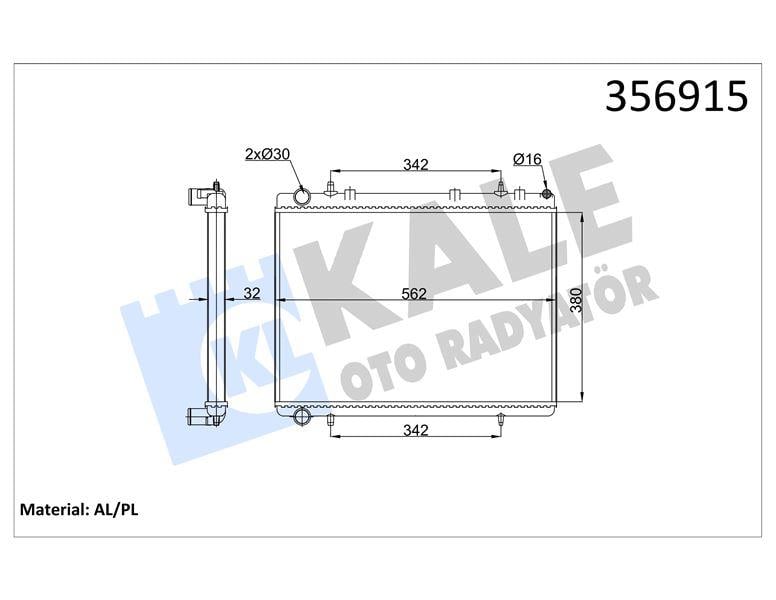RADYATÖR PEUGEOT 307 - CITROEN C4 1.6HDI 2.0 16V 0 4=> (MT) (AC/NAC) [32MM] AL/MKNK