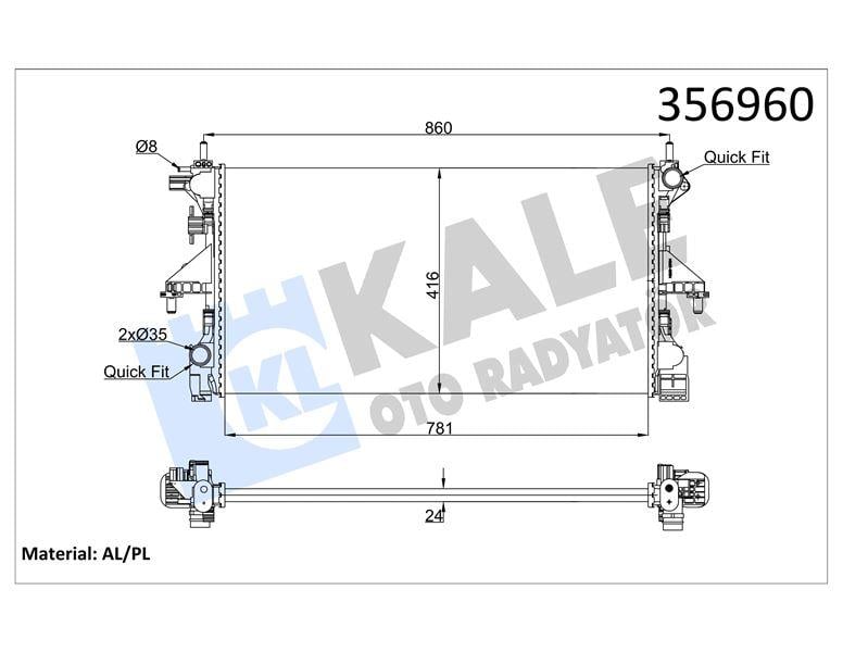 RADYATÖR PEUGEOT BOXER - CITROEN JUMPER 2.2/3.0HDI 06=> - FIAT DUCATO 2.3D MTJ 11=> (MT) [24MM] AL/MKNK