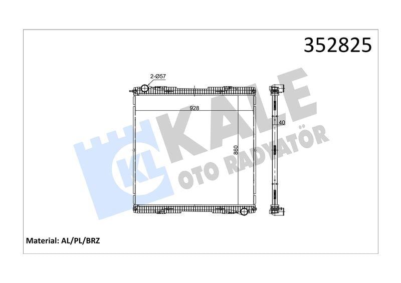 RADYATOR SCANIA SCANIA P,G,R,T SERİSİ P420 G230-49 0 04=> (MT) (ÇERÇEVESİZ) AL/BRZ 860×928×40
