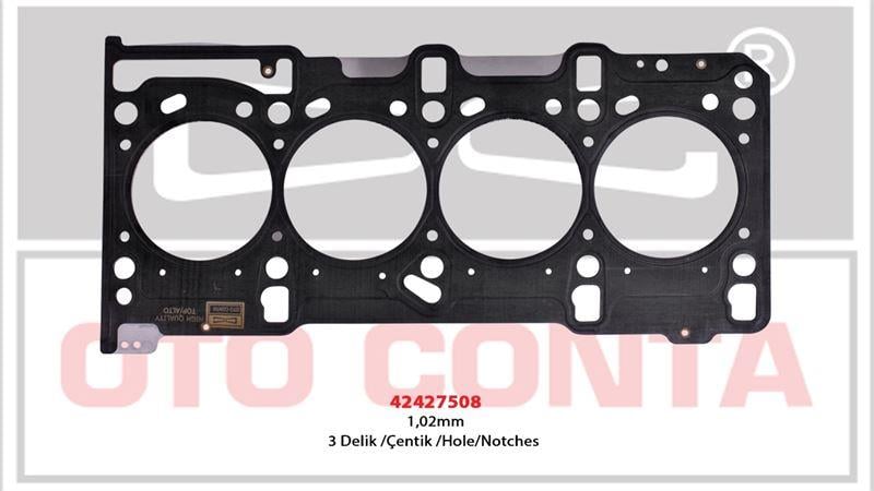 SİLİNDİR KAPAK CONTASI 3 DELIK 1.02MM DOBLO ALBEA PALIO PUNTO CORSA ASTRA COMBO BIPPER NEMO 1.3 DMTJ CDTI