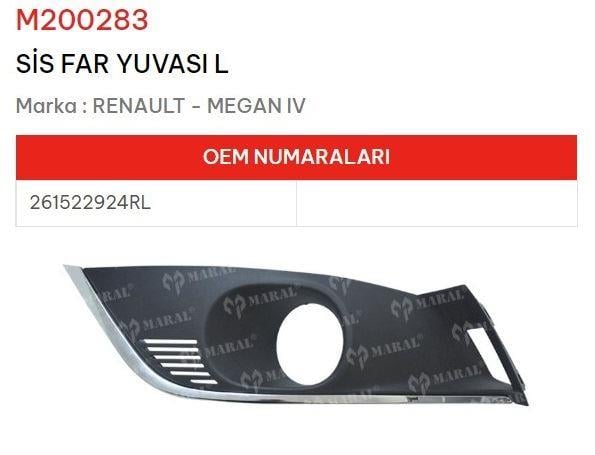 SİS FAR YUVASI SOL MEGANE IV