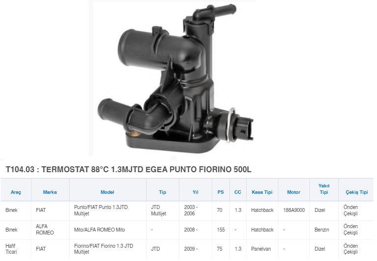TERMOSTAT 88°C 1.3 MJTD EGEA PUNTO FIORINO 500L