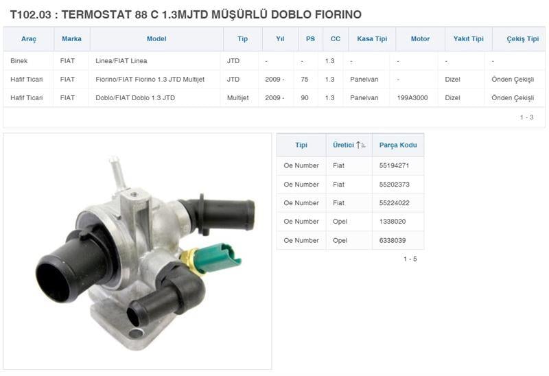 TERMOSTAT 88°C 1.3MJTD MÜSÜRLÜ DOBLO FIORINO