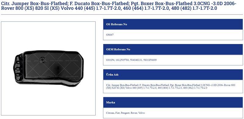 YAG KARTERI FİAT DUCATO BOXER JUMPER 3.0 DAILY