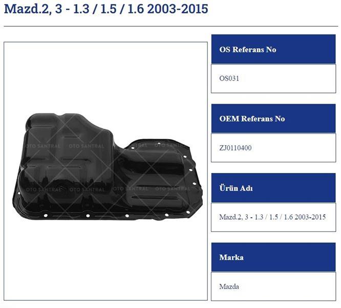 YAĞ KARTERİ MAZDA 2. 3 - 1.3 / 1.5 / 1.6 2003-2015