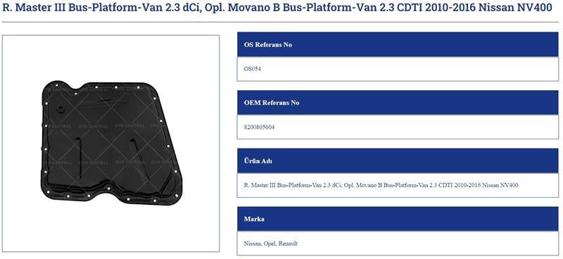 YAĞ KARTERİ RENAULT MASTER III 2.3 DCİ MOVANO 2.3 DCİ 2010-2016 NISSAN OPEL MOVANO