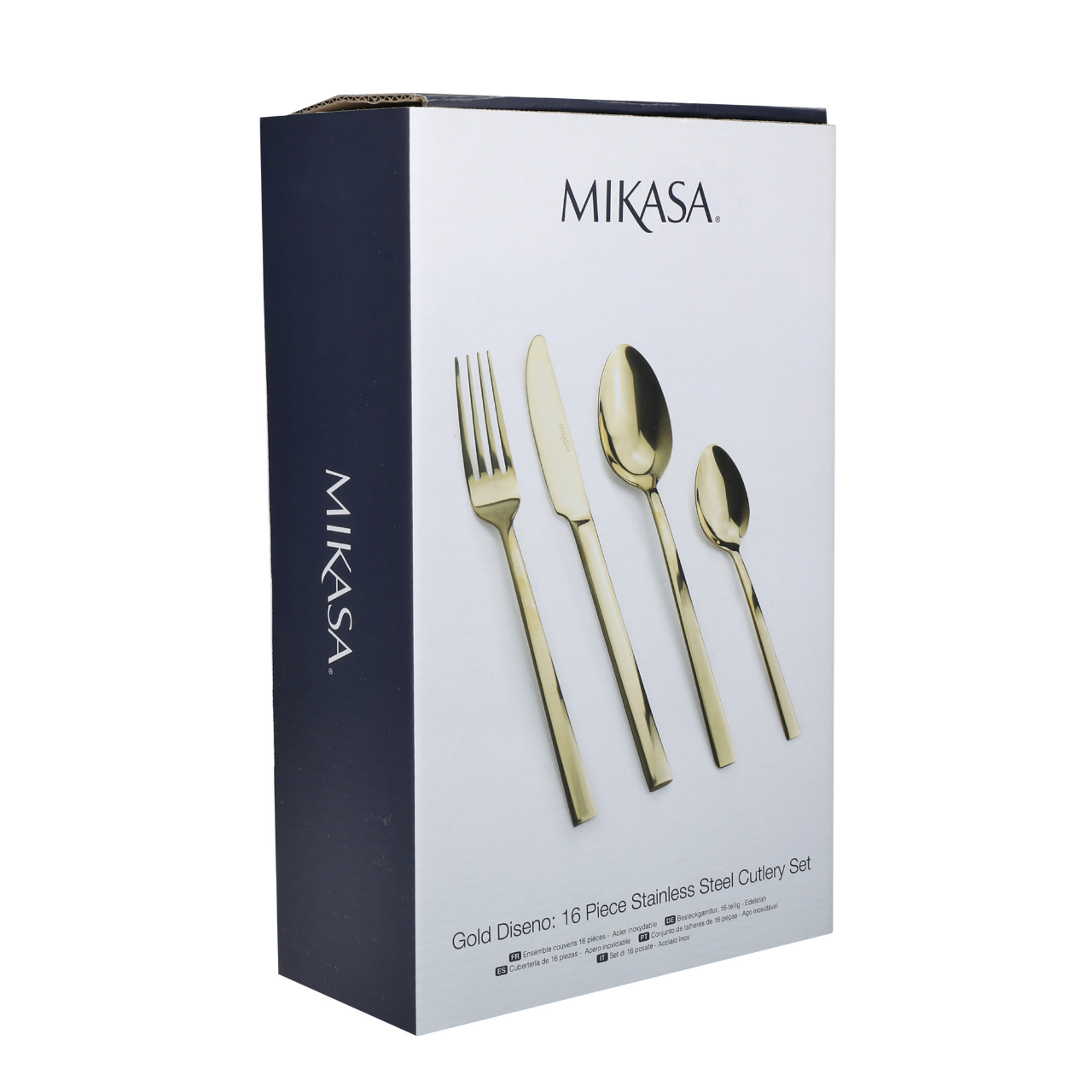 Mikasa C000389 Ciara Diseno Paslanmaz Çelik 16 Parça Çatal Kaşık Bıçak Takımı Altın Rengi