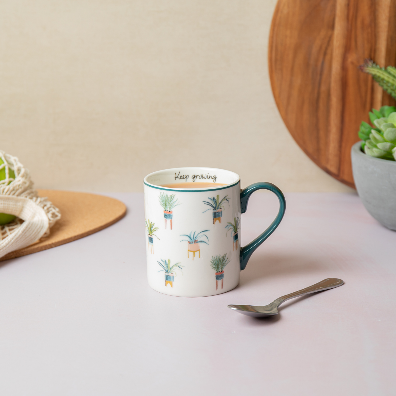 Mikasa MKCANCACTUS Fine China 280ml Düz Taraflı Kupa Kaktüs