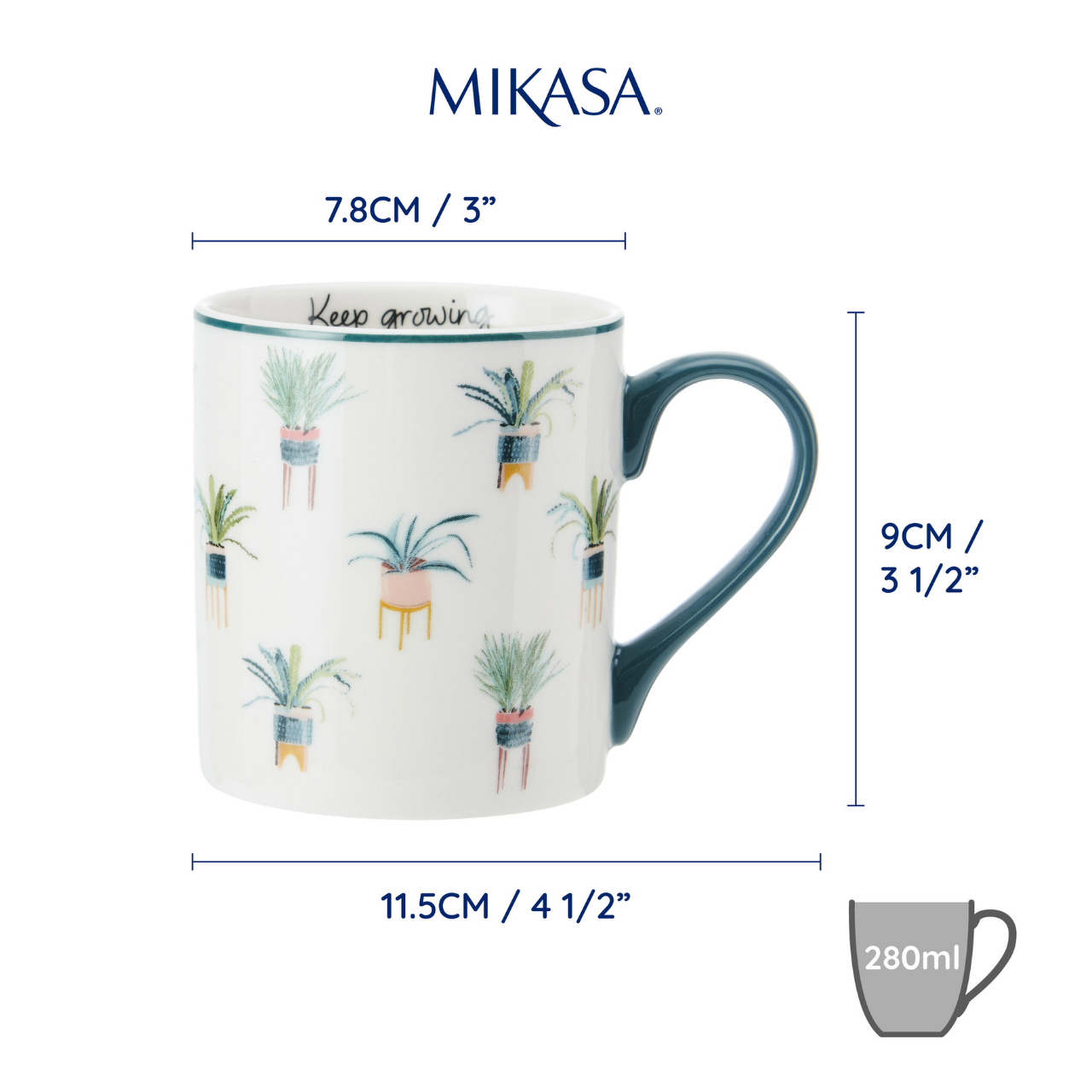 Mikasa MKCANCACTUS Fine China 280ml Düz Taraflı Kupa Kaktüs