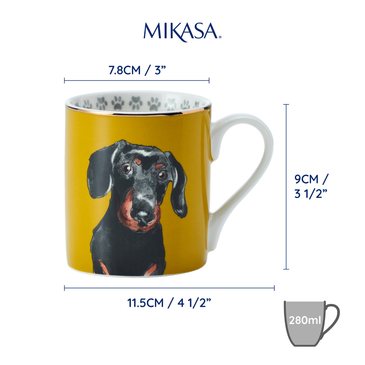 Mikasa MKCANDASCH Fine China 280ml Düz Taraflı Kupa Dashchund