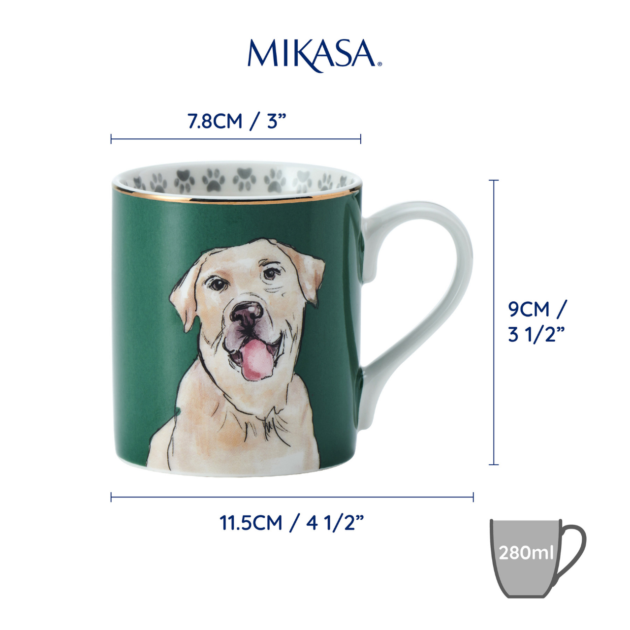 Mikasa MKCANLAB Fine China 280ml Düz Taraflı Kupa Labrador
