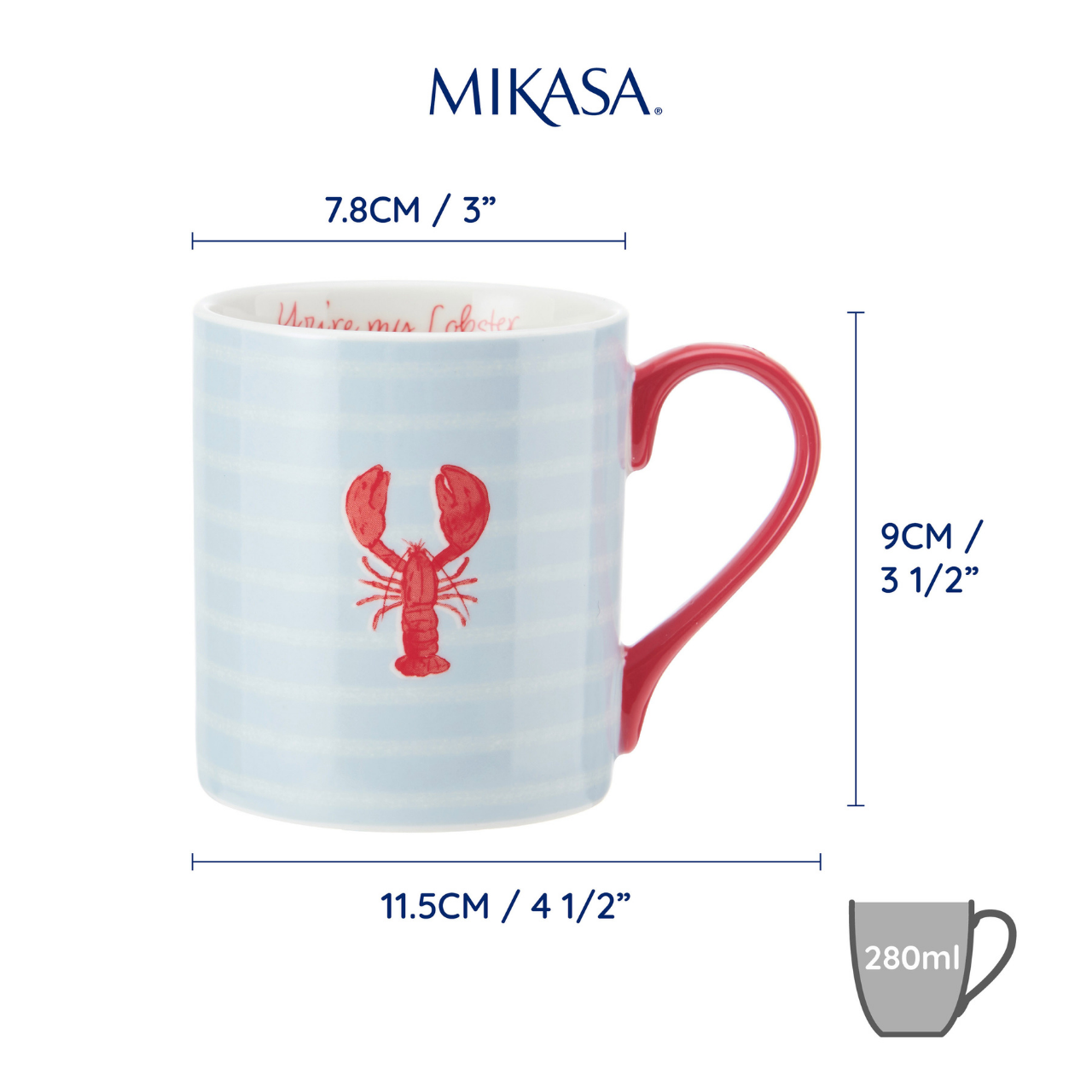 Mikasa MKCANLOBSTER Fine China 280ml Düz Taraflı Kupa Istakoz