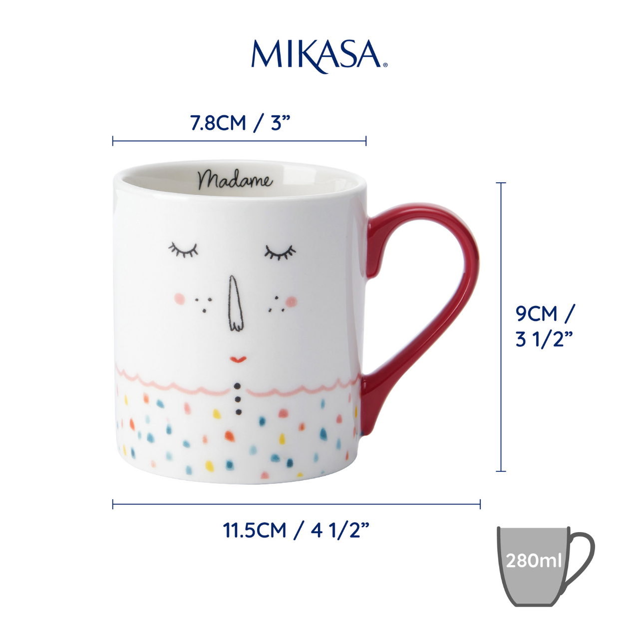 Mikasa MKCANMAD Fine China 280ml Düz Taraflı Kupa Madame