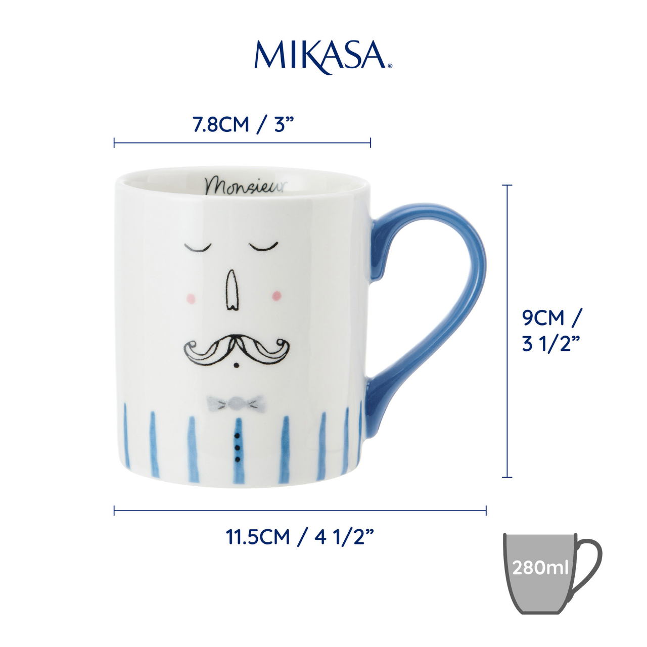 Mikasa MKCANMON Fine China 280ml Düz Taraflı Kupa Mösyö
