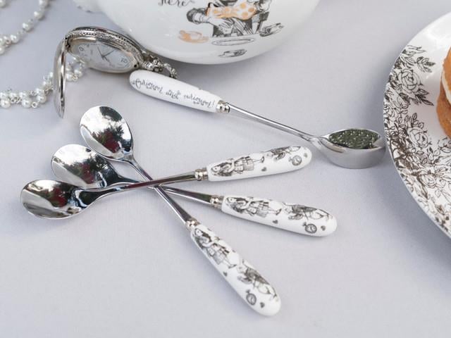 Mikasa x V&A Alice In Wonderland 5227080 Paslanmaz Çelik Porselen Saplı Çay Kaşığı 4lü
