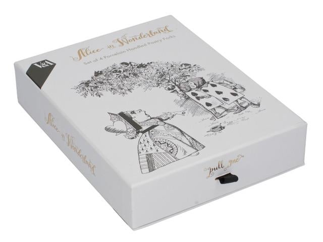 Mikasa x V&A Alice In Wonderland 5227081 Paslanmaz Çelik Porselen Saplı Pasta Çatalı 4lü