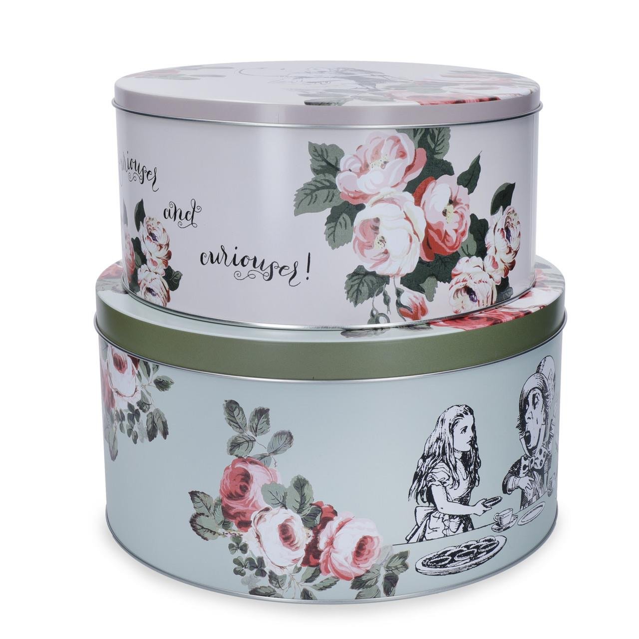 Mikasa x V&A Alice In Wonderland MKALCTIN2PC Teneke Kek, Bisküvi Saklama Kabı 2li
