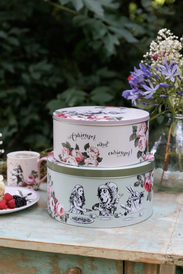 Mikasa x V&A Alice In Wonderland MKALCTIN2PC Teneke Kek, Bisküvi Saklama Kabı 2li