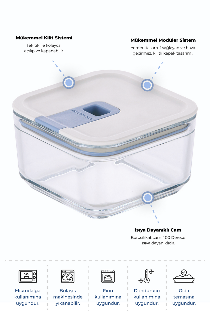 NEOFLAM PERFECT SEAL KARE CAM SAKLAMA KABI 1100ML