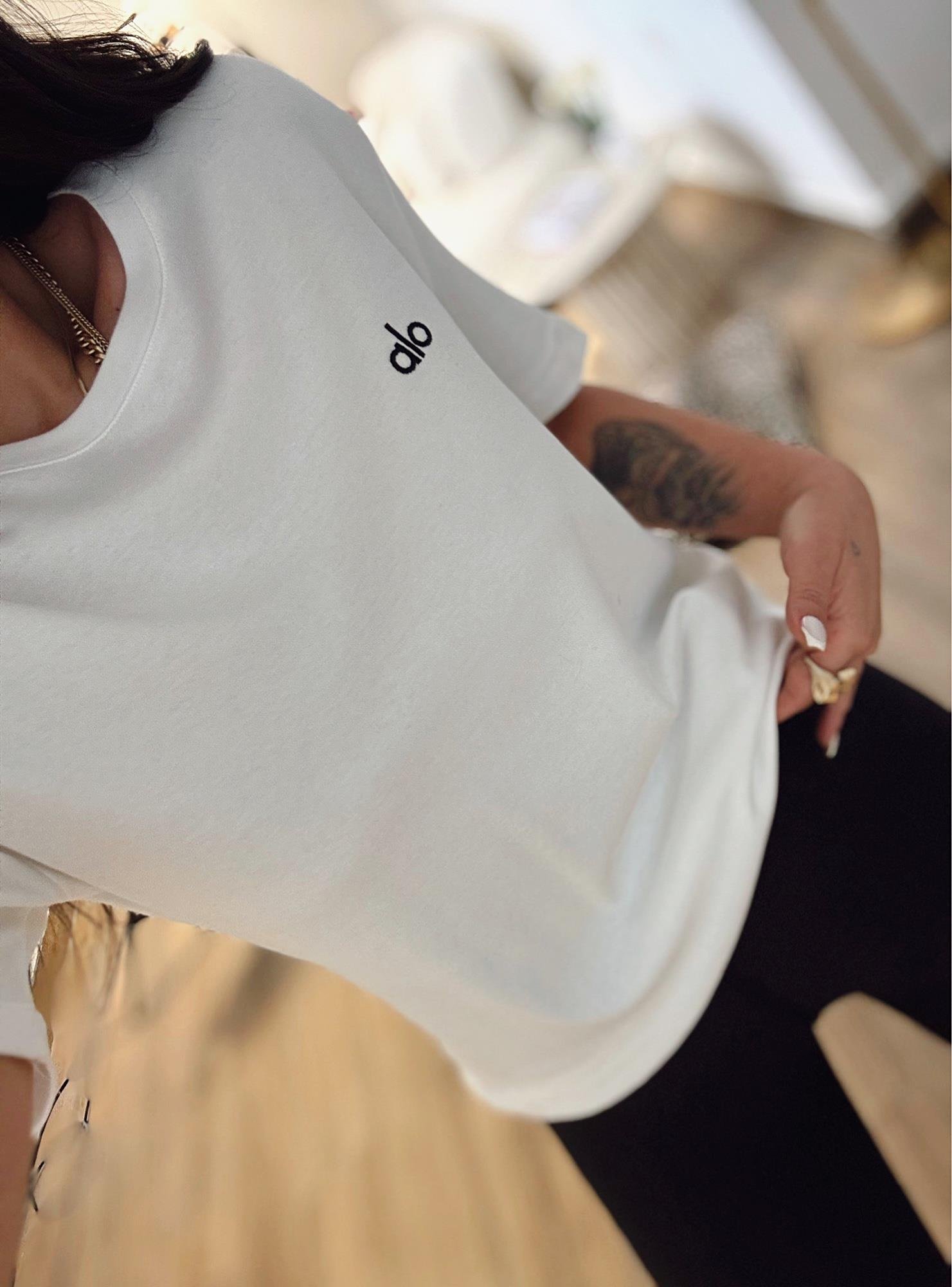 A Baskı Beyaz Basic Tshirt