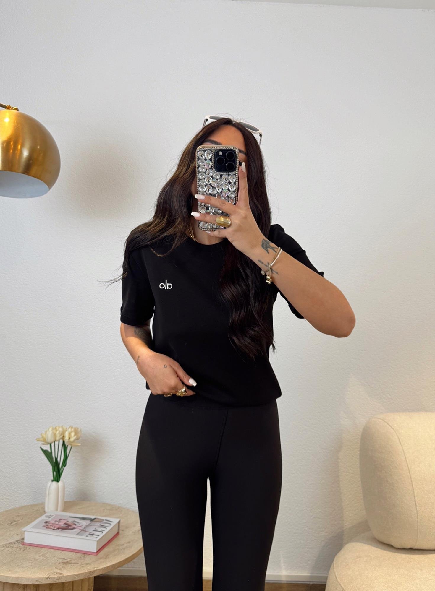 A Baskı Siyah Basic Tshirt