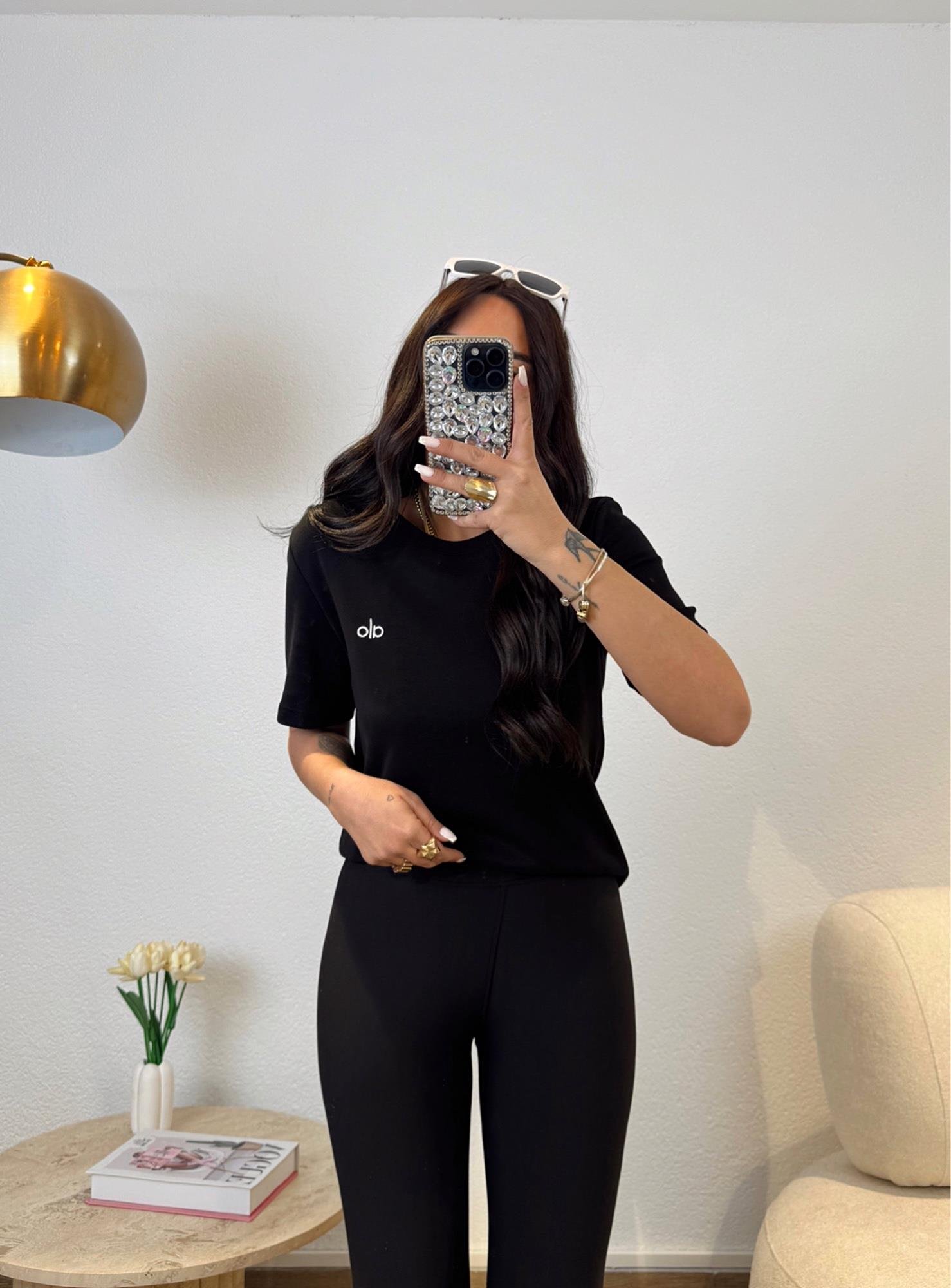 A Baskı Siyah Basic Tshirt