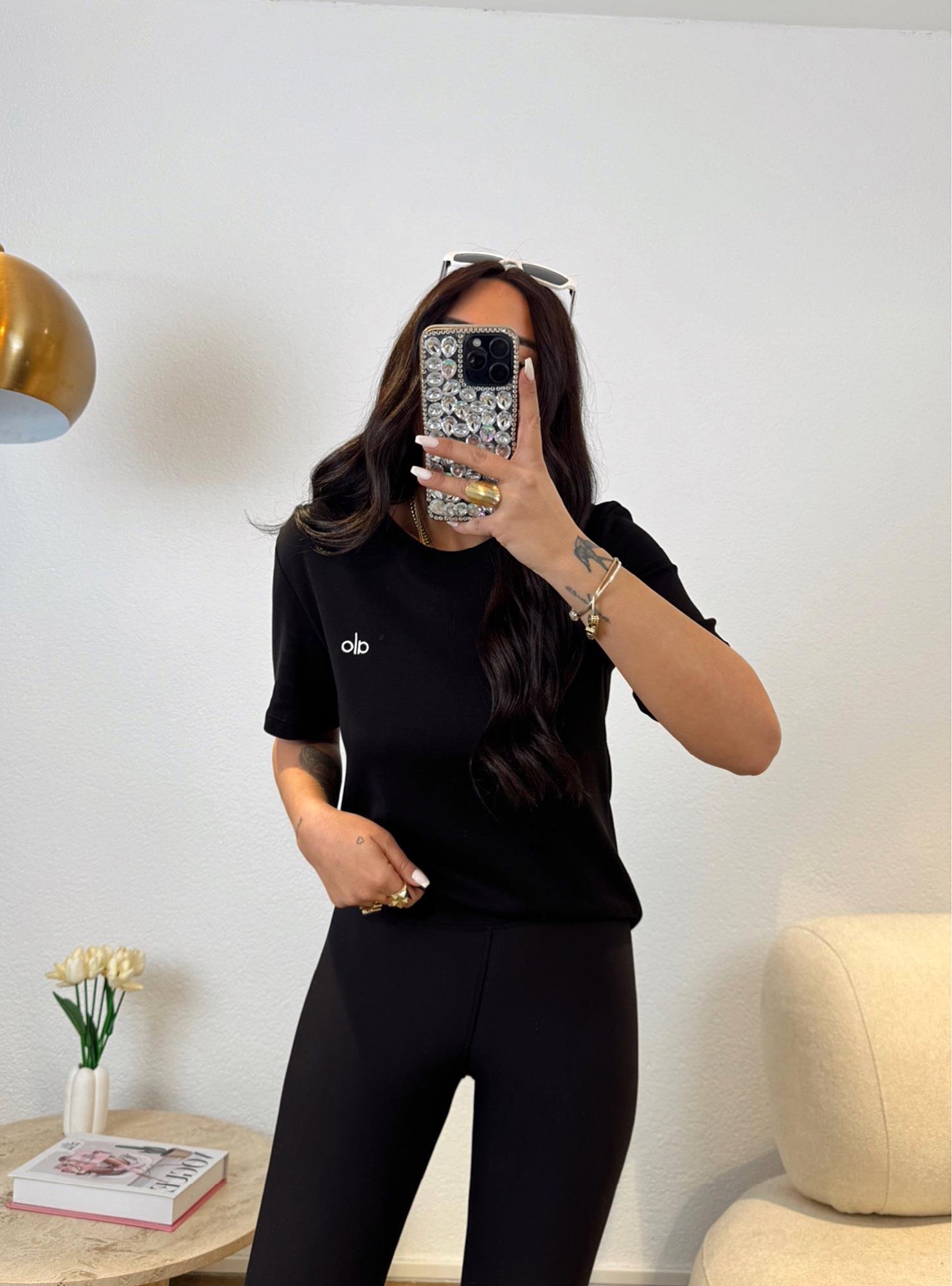 A Baskı Siyah Basic Tshirt