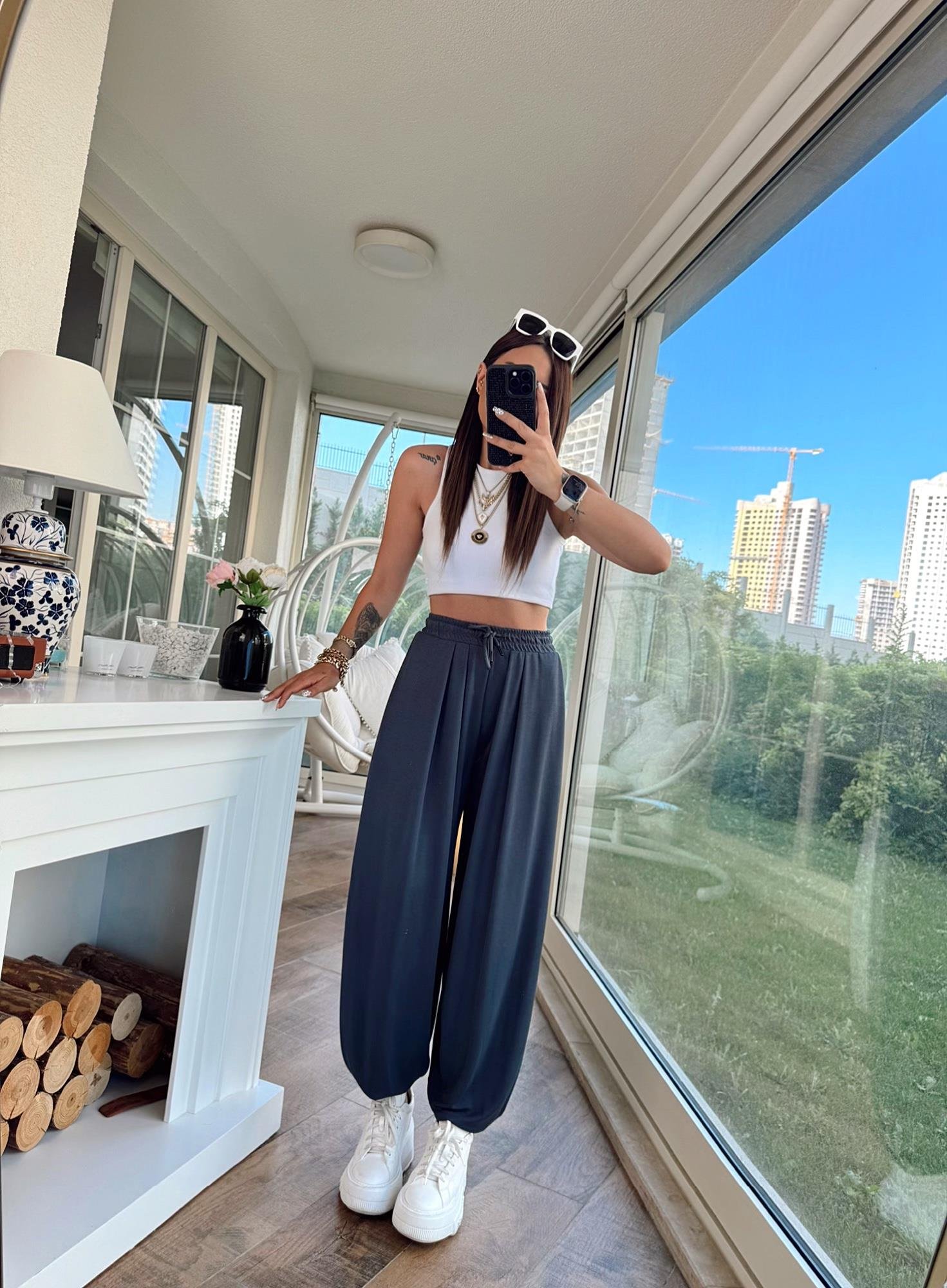 Antrasit Gri Modal Doku Şalvar