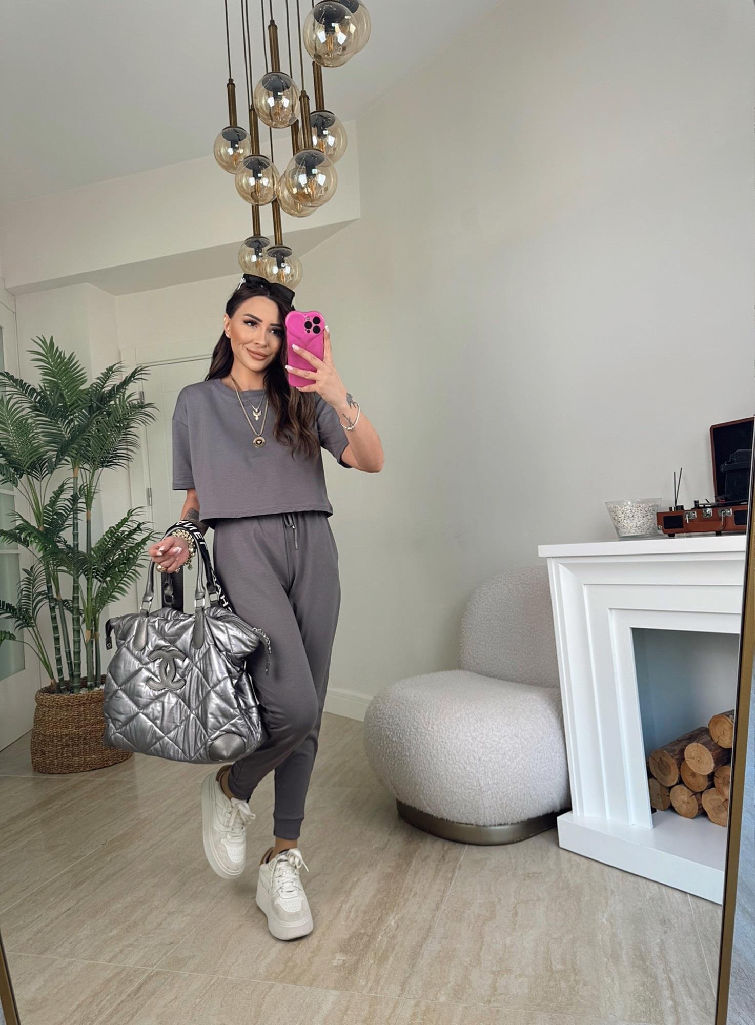 Antrasit Paça Lastikli Eşofman Takımı