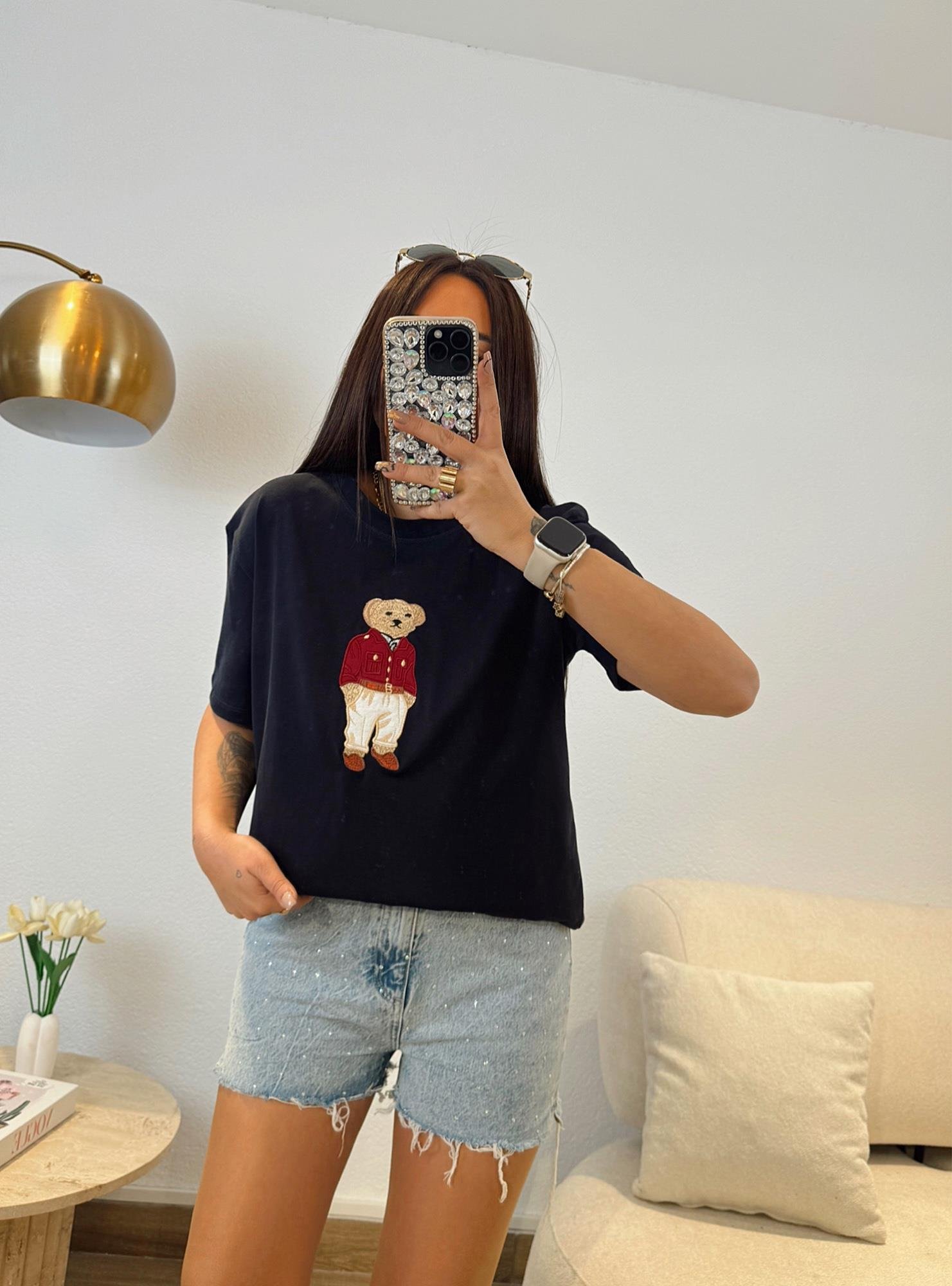 Ayıcık Baskı Pamuklu Laci Tshirt