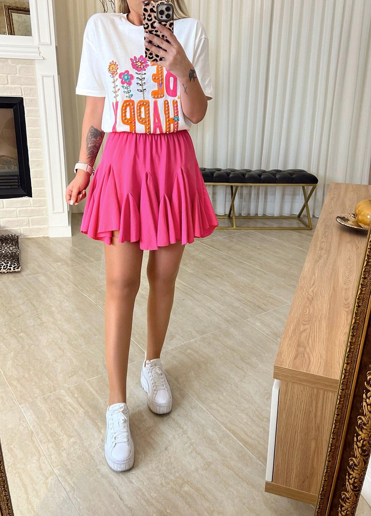 Ayrobin Parçalı Pembe Etek