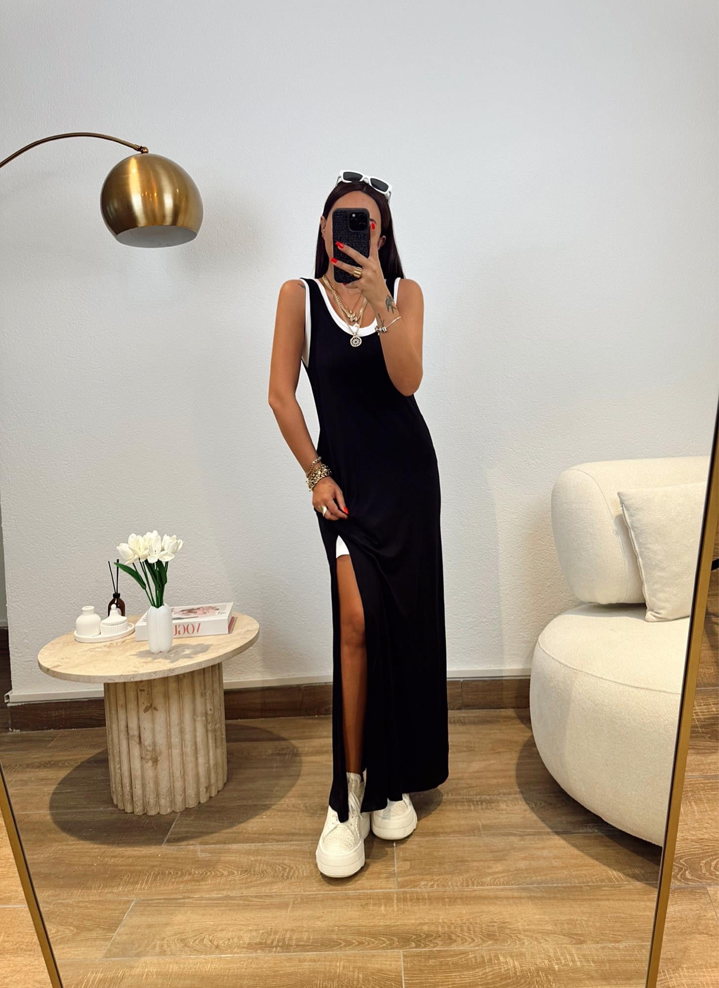 Basic Atlet Detay Yırtmaçlı Midi Elbise