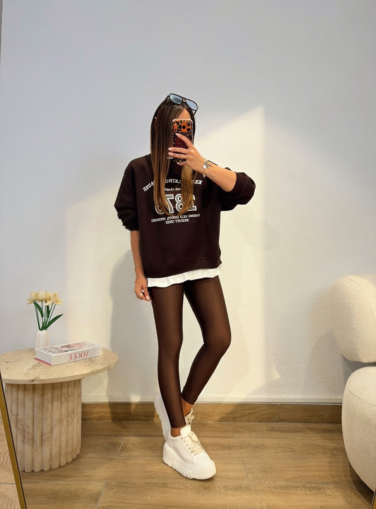 Basic Detay Kahve Şardonlu Sweatshirt