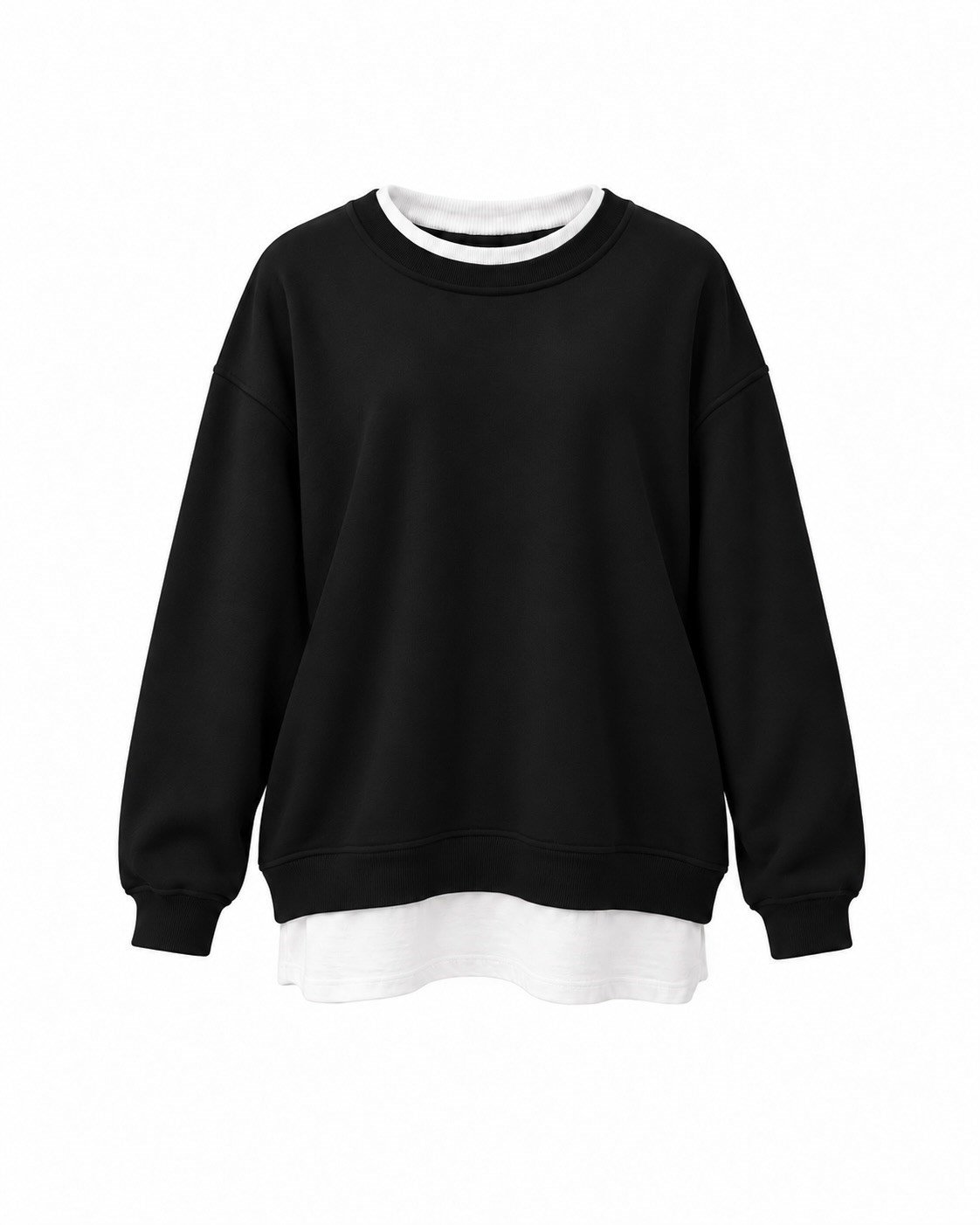 Basic Detay Siyah Şardonlu Sweat